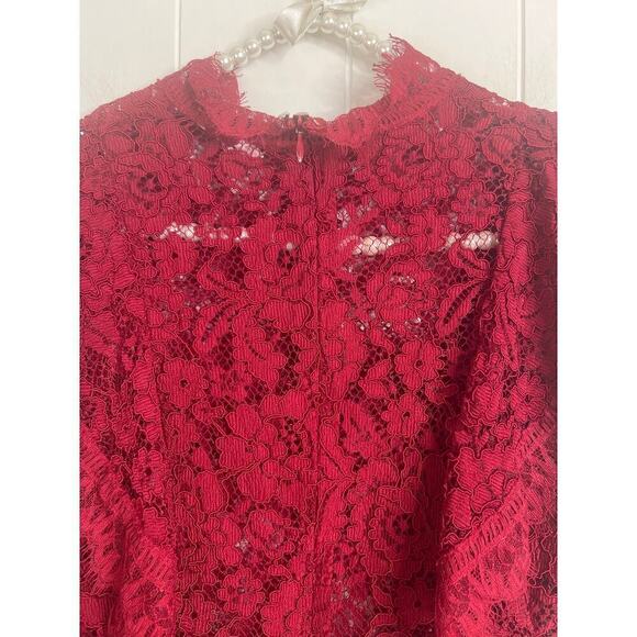 Nicholas Jasper Frill Top in Burgendy Lace Size 4 - Picture 10 of 12